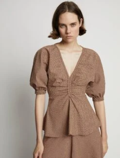 Proenza Schouler White Label | Gingham Long Sleeve Peplum Top - Coral/Black 11 Proenza Schouler White Label | Gingham Long Sleeve Peplum Top - Coral/Black -Clothing Best Sale 18897047 43581461 1320