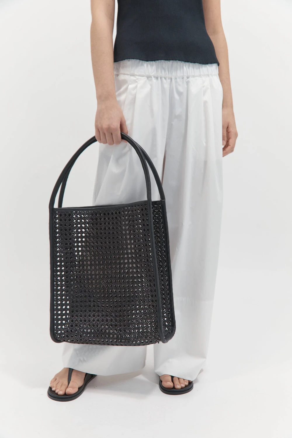 St Agni | Rattan Tote Bag - Black - Image 2