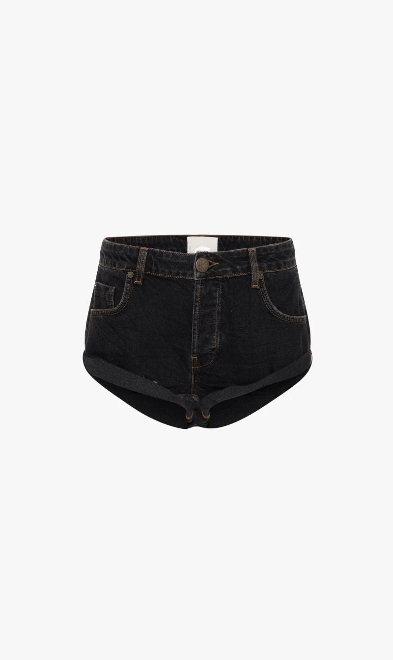 One Teaspoon | Bandit Low Waist Short - Worn Black 1 One Teaspoon | Bandit Low Waist Short - Worn Black