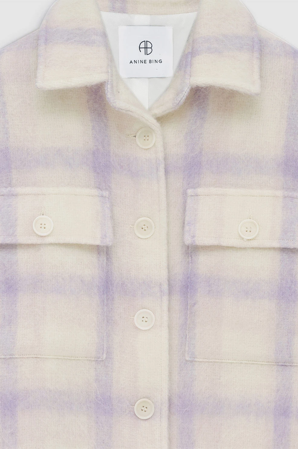 Anine Bing | Phoebe Jacket - Lavender And Cream Check 4 Anine Bing | Phoebe Jacket - Lavender And Cream Check - Image 4