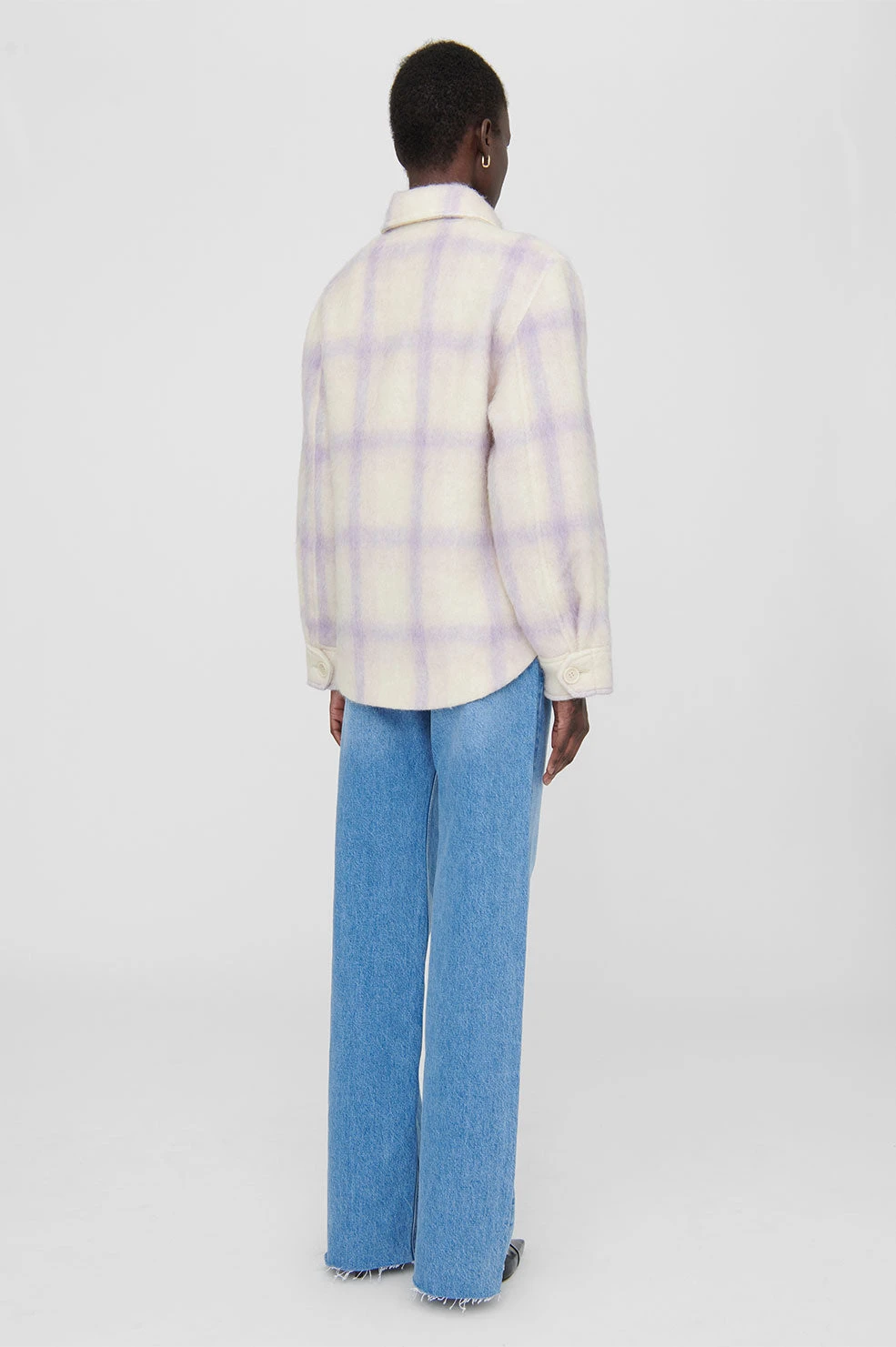 Anine Bing | Phoebe Jacket - Lavender And Cream Check 3 Anine Bing | Phoebe Jacket - Lavender And Cream Check - Image 3