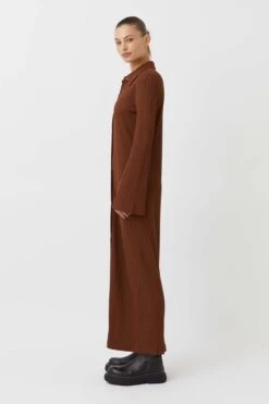 Camilla And Marc | Lumi Shirt Dress - Walnut -Clothing Best Sale C M CAMILLA AND MARC Lumi ribbed maxi shirt dress brown 3 1200x1800 2x e605e762 de02 4371 aedb b2edc4ea4545