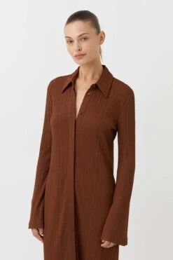 Camilla And Marc | Lumi Shirt Dress - Walnut -Clothing Best Sale C M CAMILLA AND MARC Lumi ribbed maxi shirt dress brown 5 1200x1800 2x 30ae0c82 df3a 4da7 b1e3 3b30d06347a7