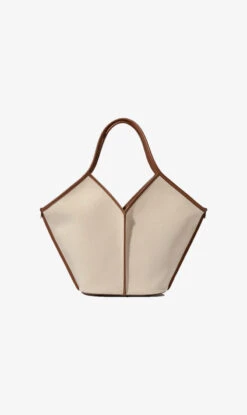 Hereu | Calella Leather Trimmed Tote Bag - Beige/Chestnut
