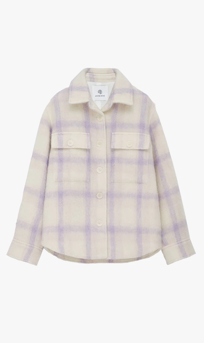 Anine Bing | Phoebe Jacket - Lavender And Cream Check 1 Anine Bing | Phoebe Jacket - Lavender And Cream Check