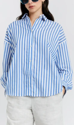 Karen Walker | Berisford Dress Shirt - Sky Stripe