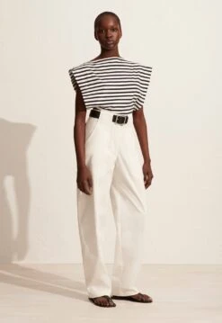 Matteau | Boat Neck Tee - Navy/White -Clothing Best Sale S20 BRETON BOAT NECK TEE UTILITY TROUSER NAVY WHITE 22526 Matteau D2 1392