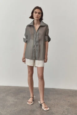 St Agni | Sheer Shirt - Castor Grey -Clothing Best Sale SHEER SHIRT CASTOR GREY 1000x a1b3a3d0 d17b 41f3 86ed 638935e1f791