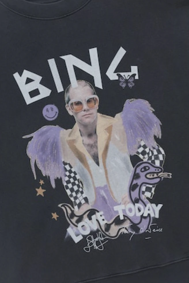 Anine Bing | Lili Tee Elton John - Washed Black 2 Anine Bing | Lili Tee Elton John - Washed Black - Image 2