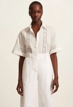 Matteau | Broderie Trim Shirt - White 7 Matteau | Broderie Trim Shirt - White -Clothing Best Sale The Embroidered Short Sleeve Short Relaxed Cargo Pant White 1 1440x be5a4316 45be 4a56 828f 025581fe37d4