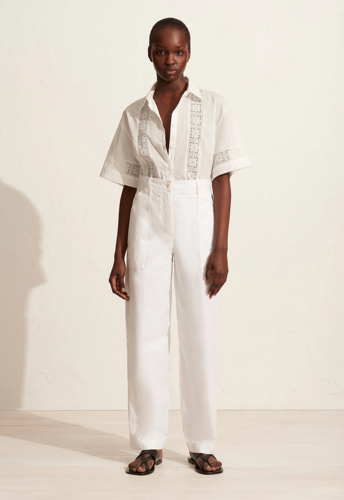 Matteau | Broderie Trim Shirt - White 2 Matteau | Broderie Trim Shirt - White - Image 2