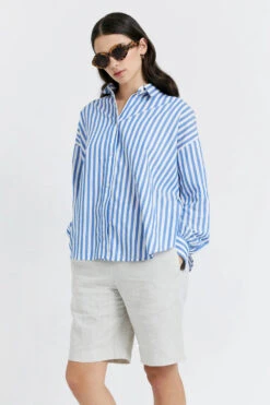 Karen Walker | Berisford Dress Shirt - Sky Stripe -Clothing Best Sale berrisford shirt sky stripe 2702 02 0489111001671568255