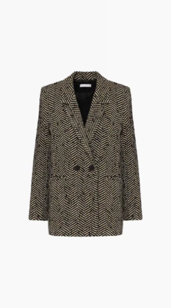 Anine Bing | Fishbone Blazer - Cream And Black