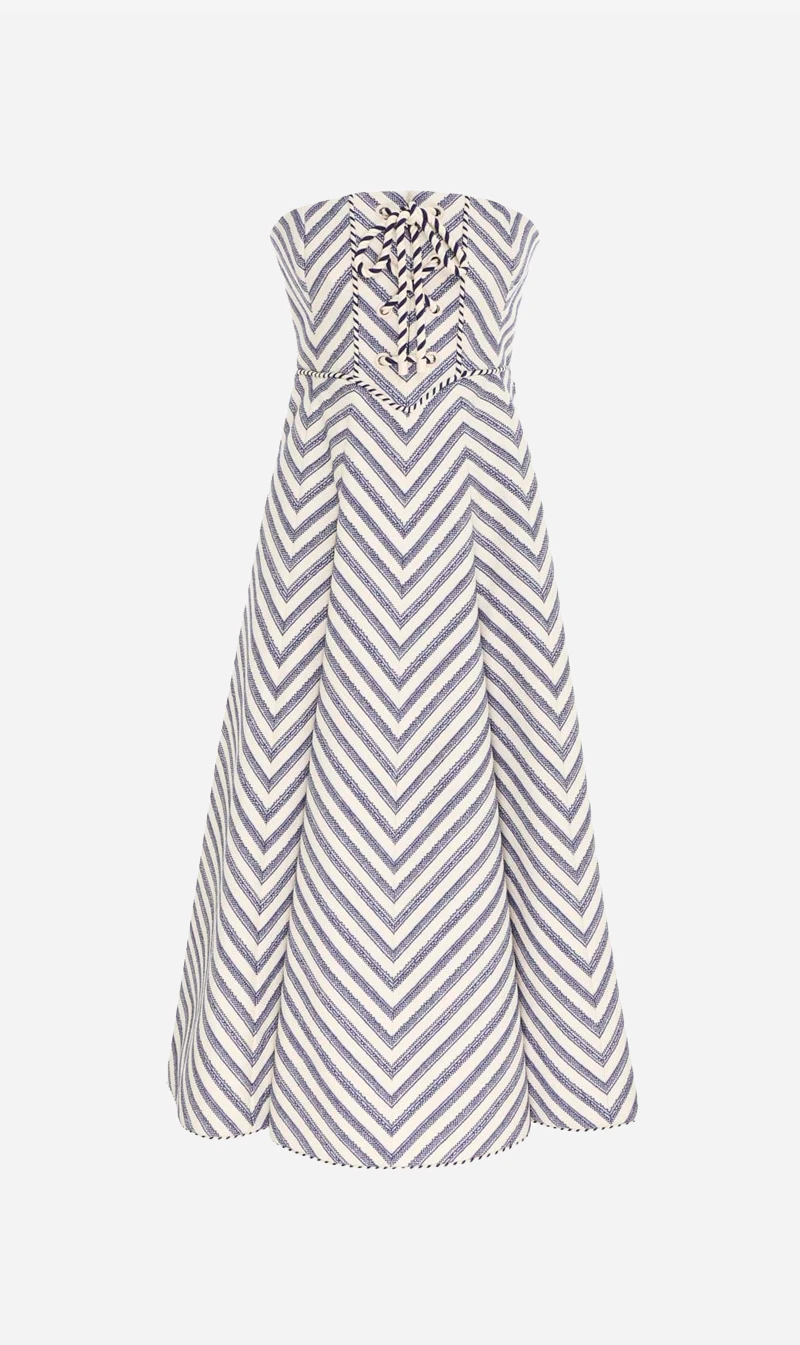 Zimmermann | High Tide Laced Midi Dress - Navy/Cream 1 Zimmermann | High Tide Laced Midi Dress - Navy/Cream