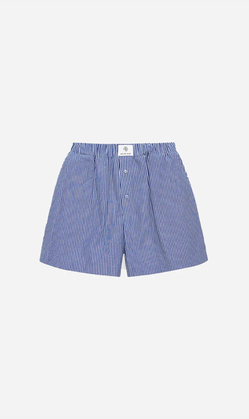 Anine Bing | Liam Boxer Short - Blue And White Stripe 1 Anine Bing | Liam Boxer Short - Blue And White Stripe