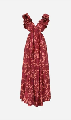Zimmermann | Tiggy Frill Shoulder Dress - Pink/ Peach Paisley